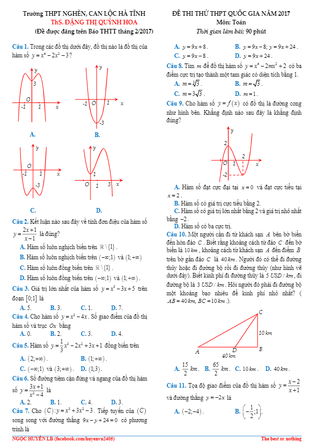 Thi Th Thpt Qu C Gia M N To N T P Ch To N H C Tu I Tr L N Toanmath Com