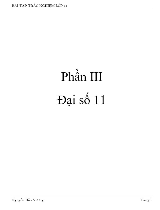 Bài Tập Trắc Nghiệm Toán 11 Có Đáp Án - Nguyễn Bảo Vương - Toanmath.Com
