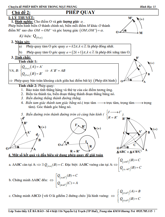 Phép Quay Toán 11 Lý Thuyết: Định Nghĩa, Công Thức và Bài Tập Minh Họa