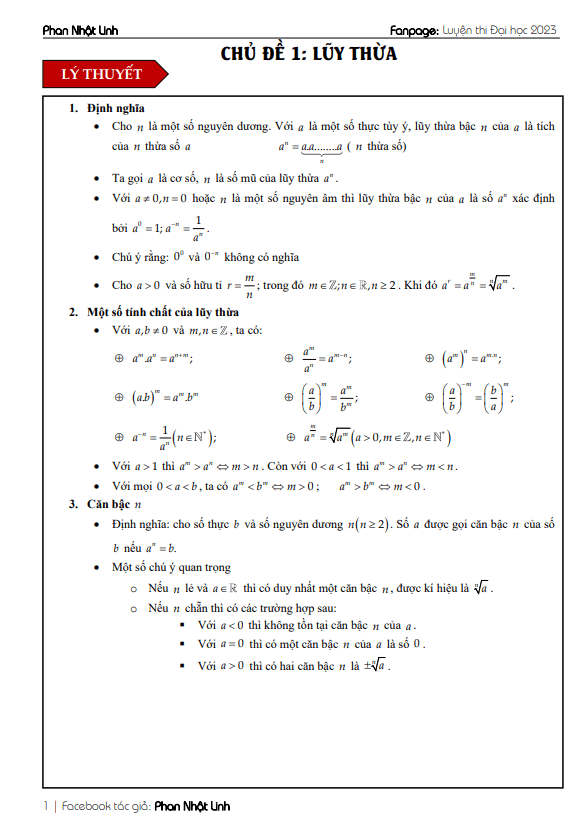Chủ đề hàm số lũy thừa, hàm số mũ và hàm số logarit ôn thi tốt nghiệp THPT môn Toán - TOANMATH.com
