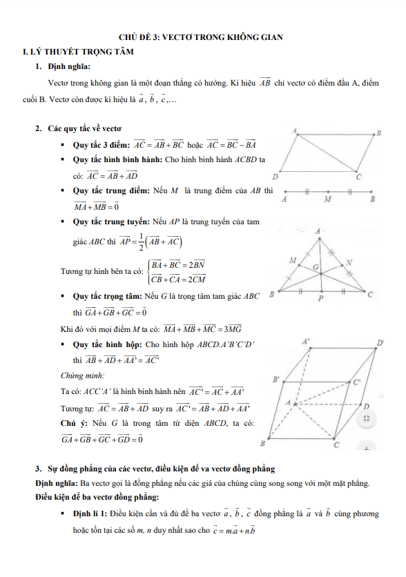 Véc tơ trong không gian lớp 11: Kiến thức, bài tập và ứng dụng thực tế