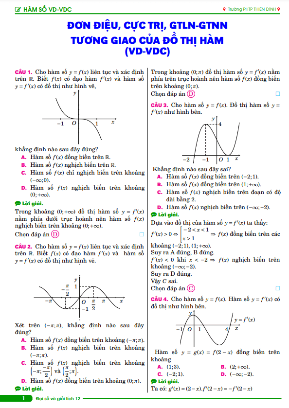 Bạn muốn rèn luyện kỹ năng giải bài tập toán? Đồ thị hàm số và các bài tập toán về đơn điệu, cực trị, GTLN - GTNN, tương giao của đồ thị sẽ giúp bạn nắm vững kiến thức và rèn luyện kỹ năng giải toán một cách nâng cao. Cùng khám phá và trau dồi kiến thức toán học của bạn ngay hôm nay!