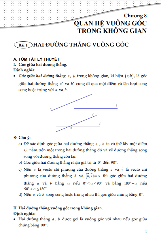 Những nội dung chính của môn hình học không gian lớp 11 liên quan đến quan hệ vuông góc trong không gian?
